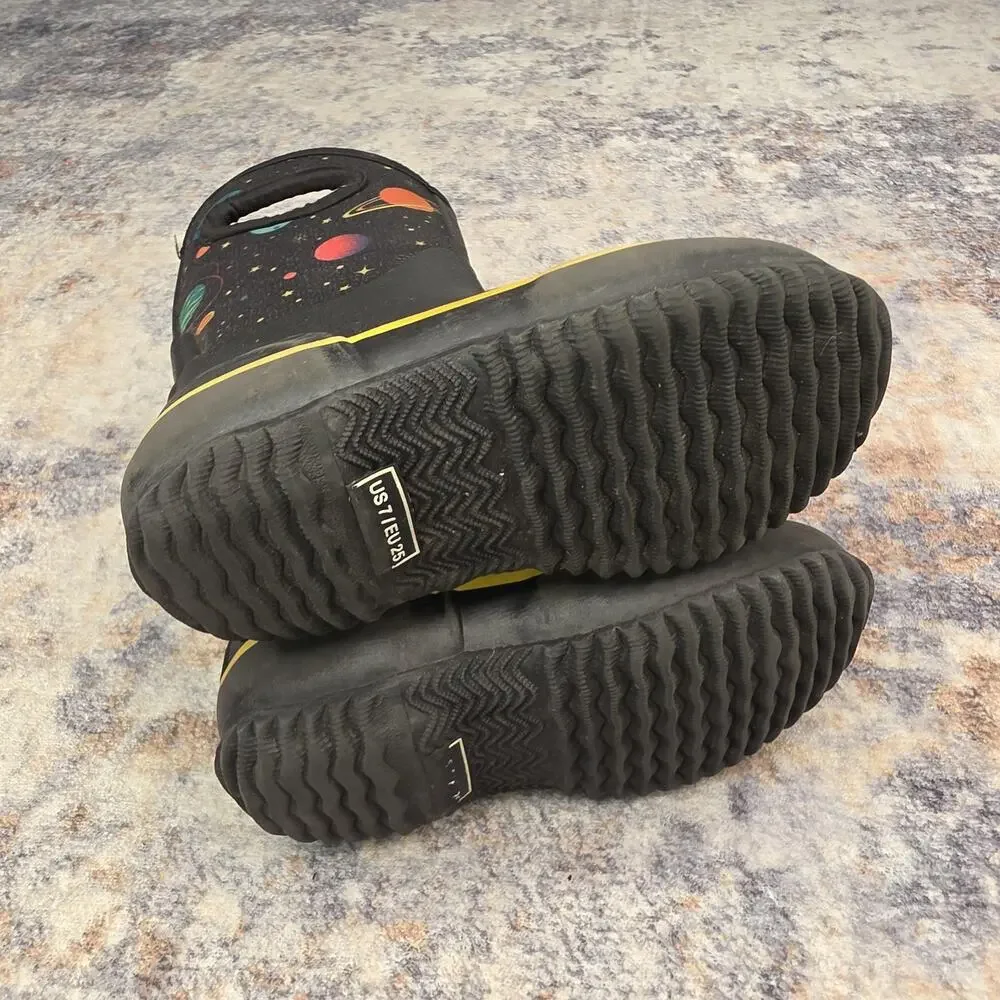 Lone Cone Boots Kids Size 7 Black MudBoot Space Planets Waterproof Winter Snow